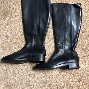 Calvin Klein Finley Black Leather Boots - Size 6.5 Wide Calf